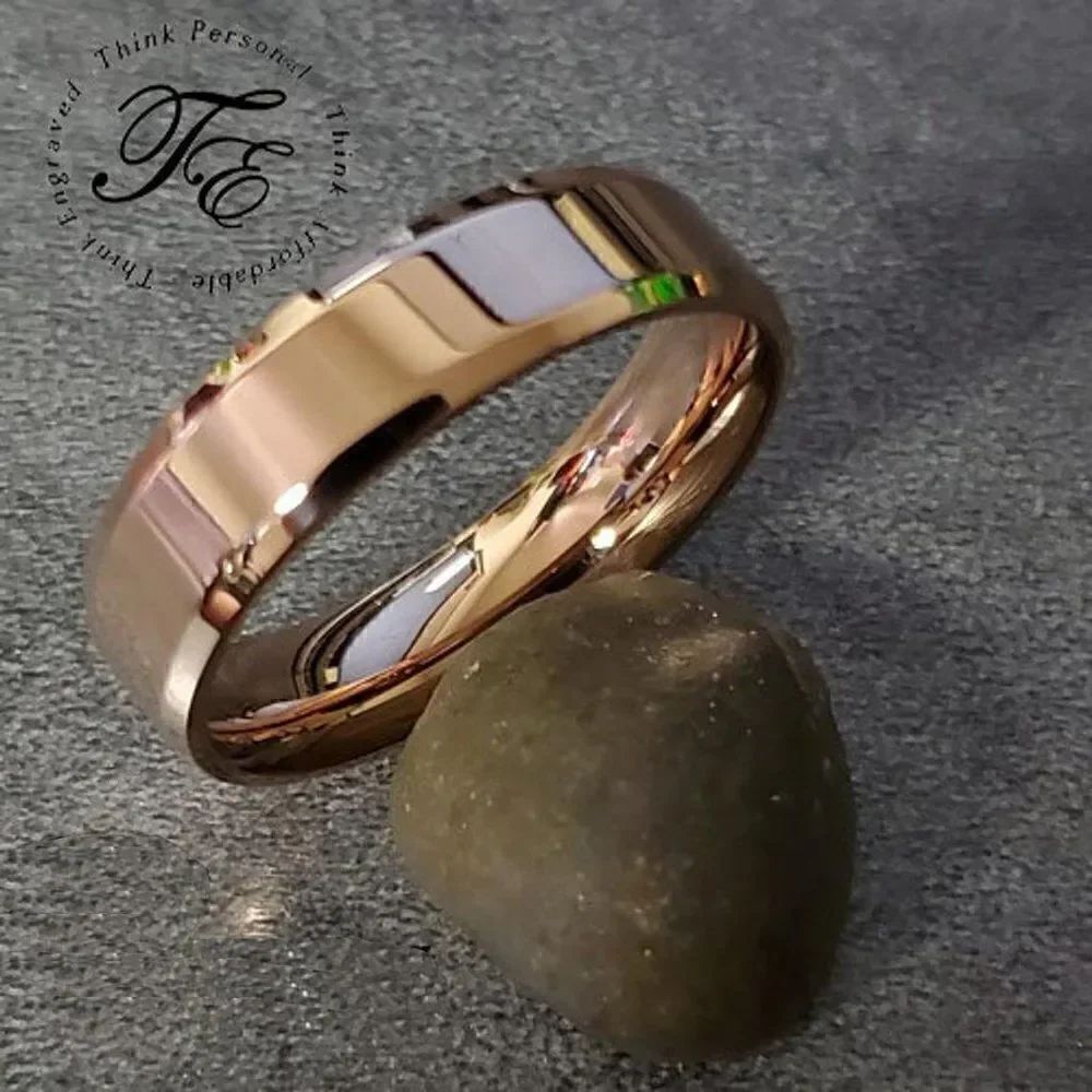 Women's Wedding Band Ring - Rose Gold over Stainless Steel - Promise Ring